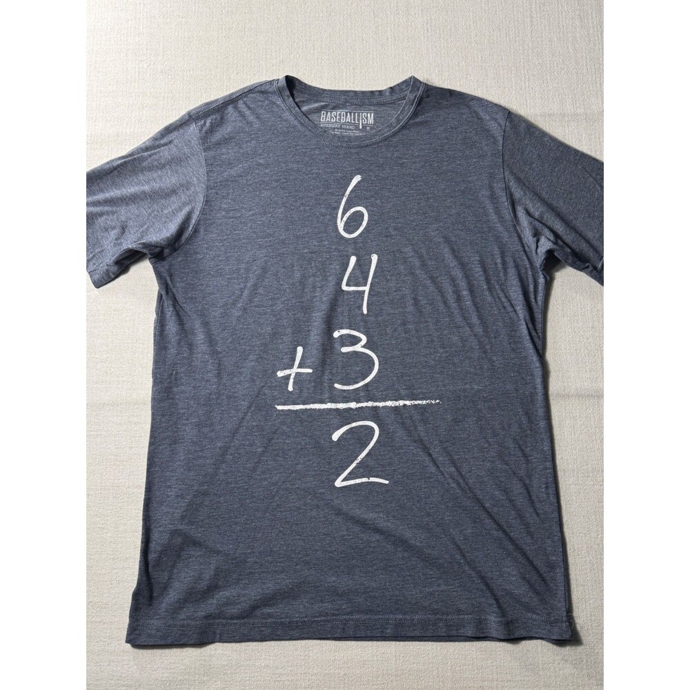 Baseballism Men’s Double Play Charcoal Baseball T-Shirt Gray Medium 6+4+3=2